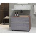 Ver imagem 1 de Gabinete para Banheiro com Rodízio 80cm 2 Gavetas Safira Inferior Marrom/Rovere