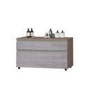 Ver imagem 2 de Gabinete para Banheiro com Rodízio 80cm 2 Gavetas Safira Inferior Marrom/Rovere