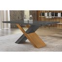 Ver imagem 1 de Mesa para Cozinha Imperatriz C/tampo Madeirado Vidro Canto Curvo 180x90cm Grafite/imbuia/vidro