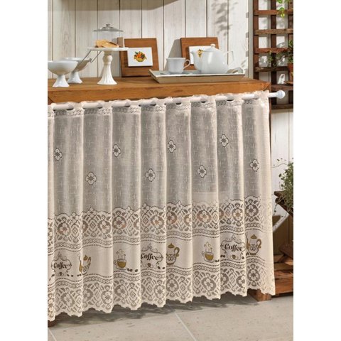Cortina Pia Renda Creme Coffee 2,00Larg X0,80 Alt