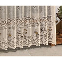 Cortina Pia Renda Creme Coffee 2,00Larg X0,80 Alt - 5