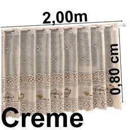 Cortina Pia Renda Creme Coffee 2,00Larg X0,80 Alt - 3
