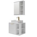 Ver imagem 2 de Gabinete Suspenso Banheiro Noruega 60cm com Cuba e Espelheira Treviso Branco