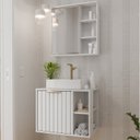 Ver imagem 1 de Gabinete Suspenso Banheiro Noruega 60cm com Cuba e Espelheira Treviso Branco