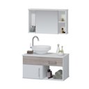 Ver imagem 2 de Conjunto Gabinete para Banheiro com Cuba e Espelheira Stilo Branco/Ciliegio