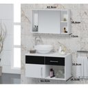 Ver imagem 3 de Conjunto Gabinete para Banheiro com Cuba e Espelheira Stilo Branco/Preto