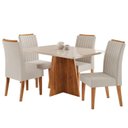 Ver imagem 2 de Conjunto Sala de Jantar 120 x 77,8cm Tampo com Vidro e 4 Cadeiras Tannat Yescasa Bege/Mel/Off White
