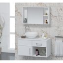 Ver imagem 1 de Conjunto Gabinete para Banheiro com Cuba e Espelheira Stilo Branco