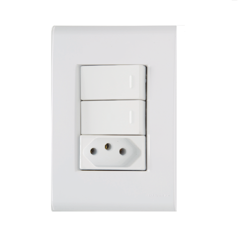 Conjunto 2 Interruptor Paralelo + Tomada 2p+t 10a 4x2 Tramontina Liz
