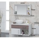 Ver imagem 2 de Conjunto Gabinete para Banheiro com Cuba e Espelheira Stilo Branco/Rústico
