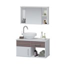 Ver imagem 3 de Conjunto Gabinete para Banheiro com Cuba e Espelheira Stilo Branco/Rústico