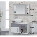 Ver imagem 2 de Conjunto Gabinete para Banheiro com Cuba e Espelheira Stilo Branco/Rovere