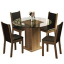 Ver imagem 3 de Conjunto Sala de Jantar Madesa Nanda Mesa Tampo de Vidro Redondo 4 Cadeiras - Rustic/preto