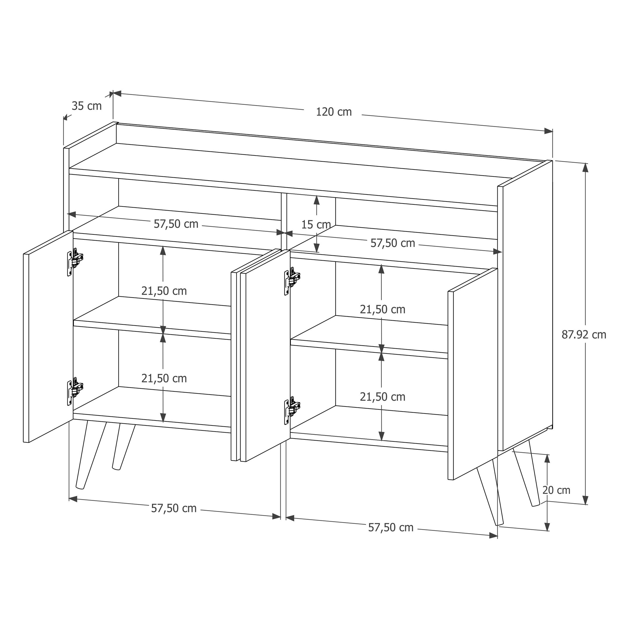 Combo Rack para Sala Vivare Wood 1.8 e Buffet Wind 4 Portas:Branco - 6