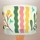Ver imagem 3 de Abajur de Mesa Base Cerâmica Rústica Cúpula Aquarela Apliques