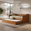Ver imagem 4 de Bicama Duo Sofá Madeira Cama Auxiliar Solteiro:Castanho Claro