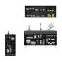 Ver imagem 4 de Armário de Cozinha Compacta com Bancada Americana Veneza Multimóveis Mp2200 Preto/branco