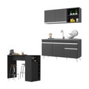 Ver imagem 1 de Armário de Cozinha Compacta com Bancada Americana Veneza Multimóveis Mp2200 Preto/branco