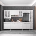 Ver imagem 1 de Armário de Cozinha Modulada Completa Viena 15 Portas 3 Gavetas 295cm Branco Fidelita Móveis
