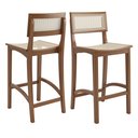 Ver imagem 3 de Conjunto Bistro Caribe com 2 Banquetas Karina Pés em Madeira Maciça Premium Sacada Pub Cor Bege