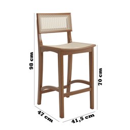 Conjunto Bistro Caribe com 2 Banquetas Karina Pés em Madeira Maciça Premium Sacada Pub Cor Bege - 9