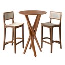 Ver imagem 1 de Conjunto Bistro Caribe com 2 Banquetas Karina Pés em Madeira Maciça Premium Sacada Pub Cor Bege