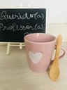 Ver imagem 1 de Xicara Rosa com Coracao Relevo + Colher Bambu