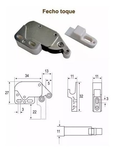 Fecho Toque Mini Latch Automático (1270)elefantinho 8 Pçs - 2