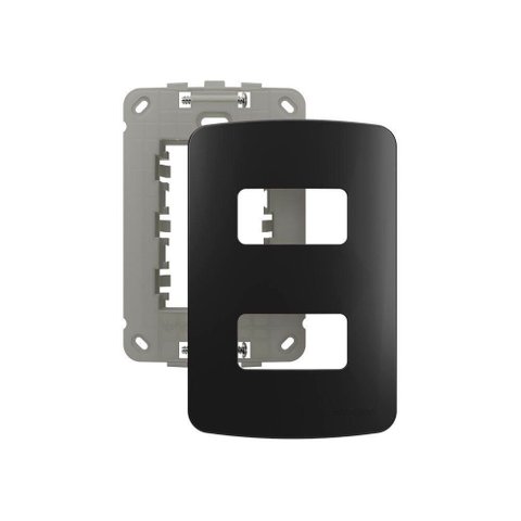 Placa com Suporte Margirius B3 Colors 4x2 para 2 Módulos Horizontais Preto Ebony