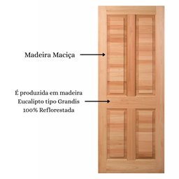 Folha de Porta Maciça 210x70cm Eucalipto Pm44 Hagá Cruzeiro Portas - 5
