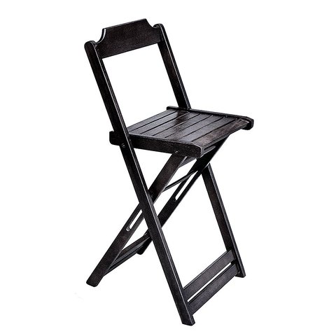 Cadeira Bistro Alta Dobravel de Madeira - Preto