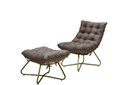 Ver imagem 1 de Poltrona Costela com Puff Eva Base Metal Dourado -linho Marrom