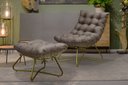 Ver imagem 3 de Poltrona Costela com Puff Eva Base Metal Dourado -linho Marrom
