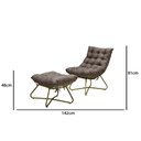 Ver imagem 2 de Poltrona Costela com Puff Eva Base Metal Dourado -linho Marrom