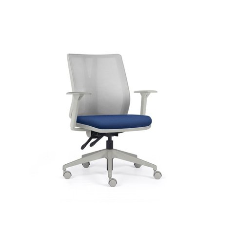 Cadeira Diretor Addit Tela Cinza Frisokar Base Piramidal Cinza Back System Assento C20 Azul Crepe