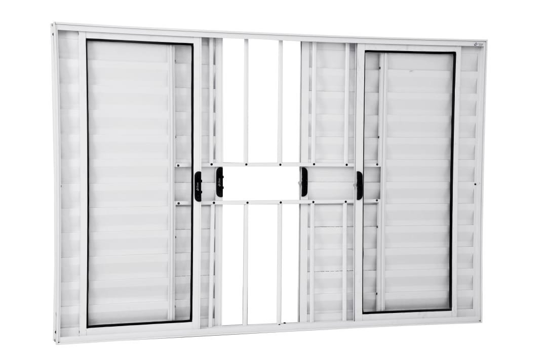 Veneziana 6 Folhas 1,00 X 1,00 Com Grade Alumínio Branco