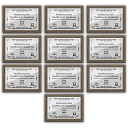Kit 10 Certificados Diplomas A4 com Tela de Acetato e MDF - Moldura Madeira - 1