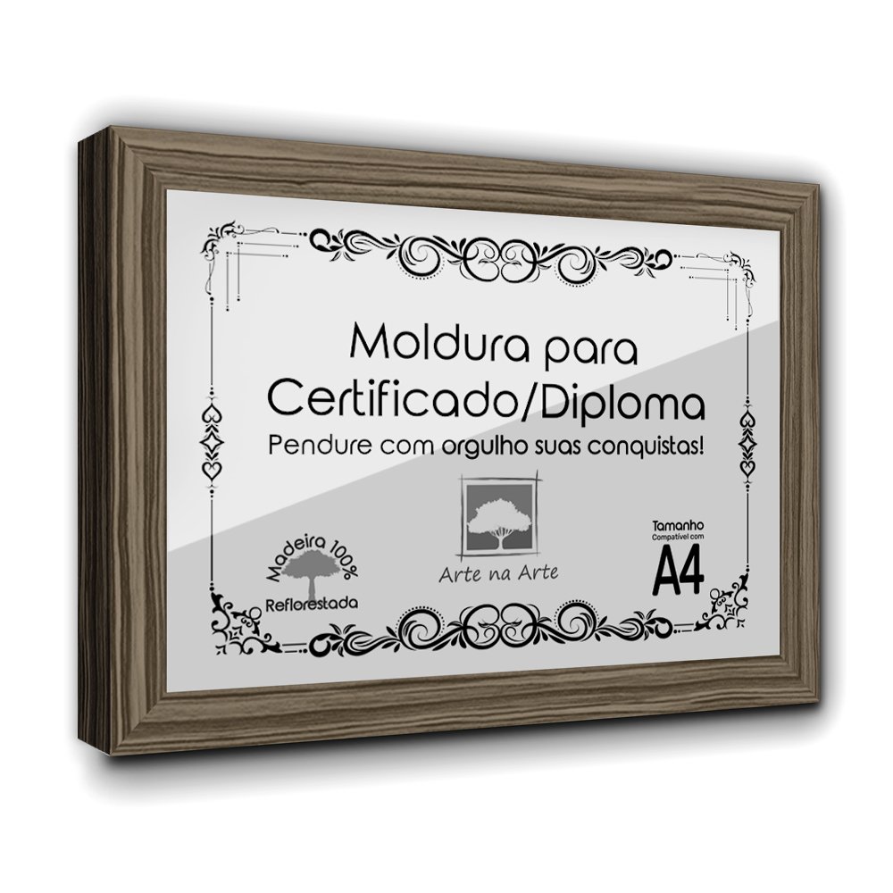 Kit 10 Certificados Diplomas A4 com Tela de Acetato e MDF - Moldura Madeira - 3