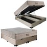 Cama Box Baú Casal Suede Bipartido + Colchão Ortobom Airtech Molas Ensacadas 65x138x188 Bege - 1