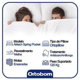 Cama Box Baú Casal Suede Bipartido + Colchão Ortobom Airtech Molas Ensacadas 65x138x188 Bege - 4