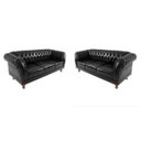Ver imagem 1 de Dois Sofás Chesterfield Capitone Duque Corano Preto 2,30cm
