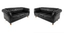 Ver imagem 1 de Dois Sofás Chesterfield Capitone Duque Corano Preto 2,30cm
