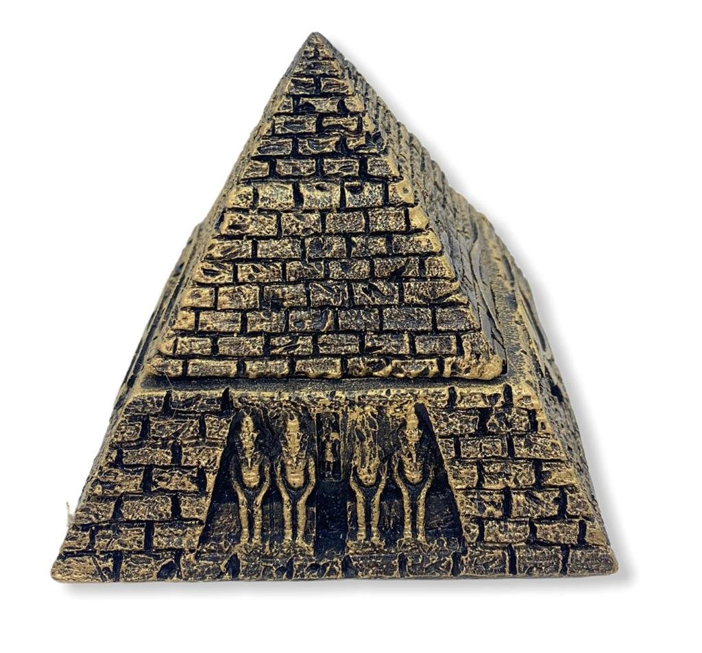 Escultura Pirâmide Egípcia dourada 9 cm em resina