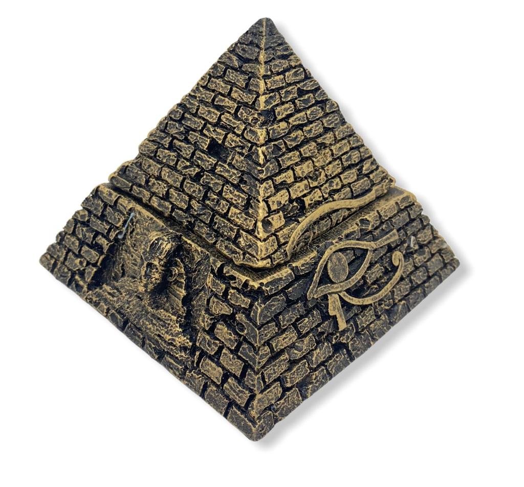 Escultura Pirâmide Egípcia dourada 9 cm em resina - 2