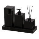 Ver imagem 1 de KIT LAVABO BANHEIRO LUXO VIDRO 4 PEÇAS: PRETO PRETO