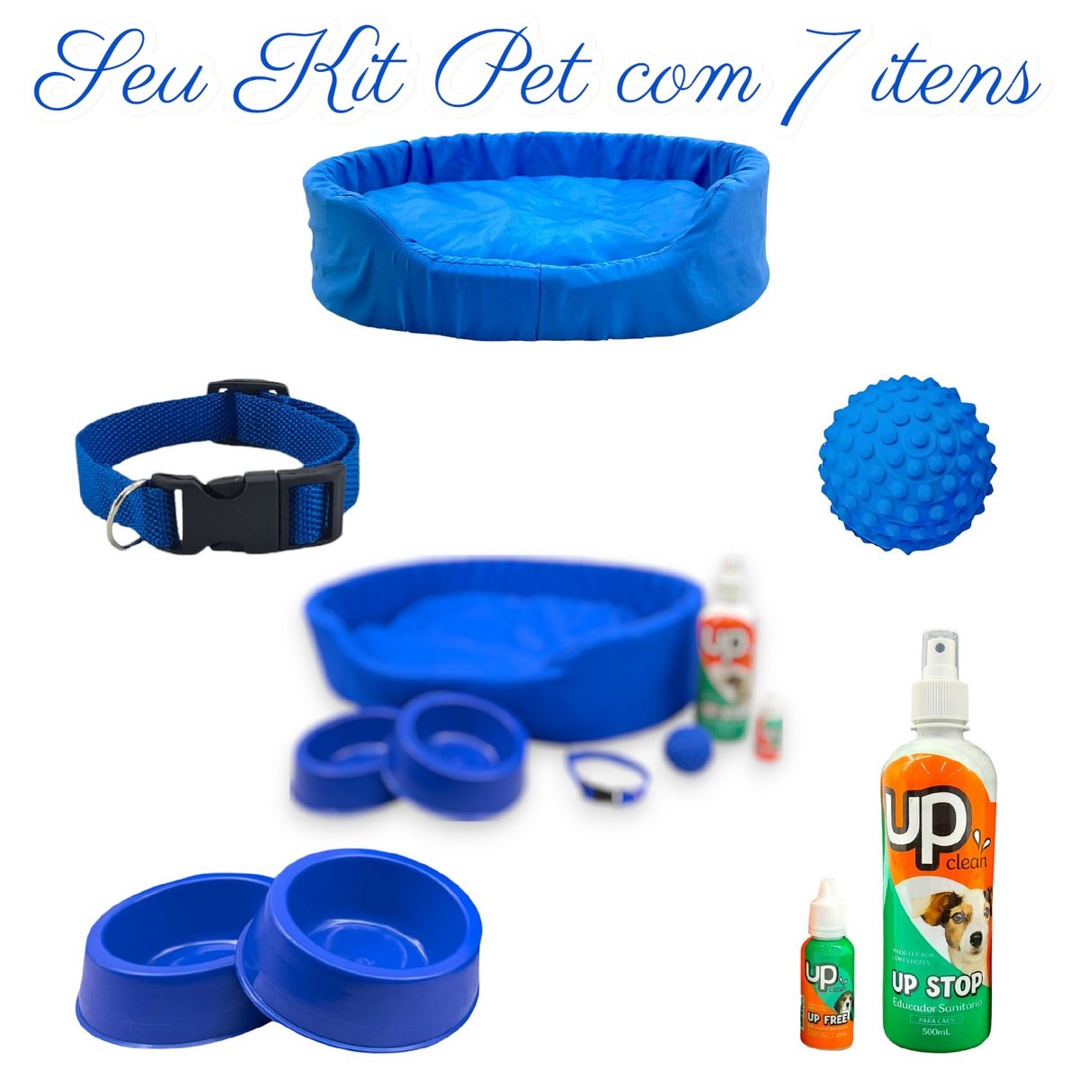 Kit Pet Pequeno Cama Europa Educador Xixi Sim/não Cães 500ml - Azul - 2