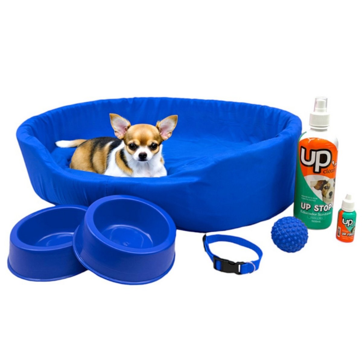 Kit Pet Pequeno Cama Europa Educador Xixi Sim/não Cães 500ml - Azul