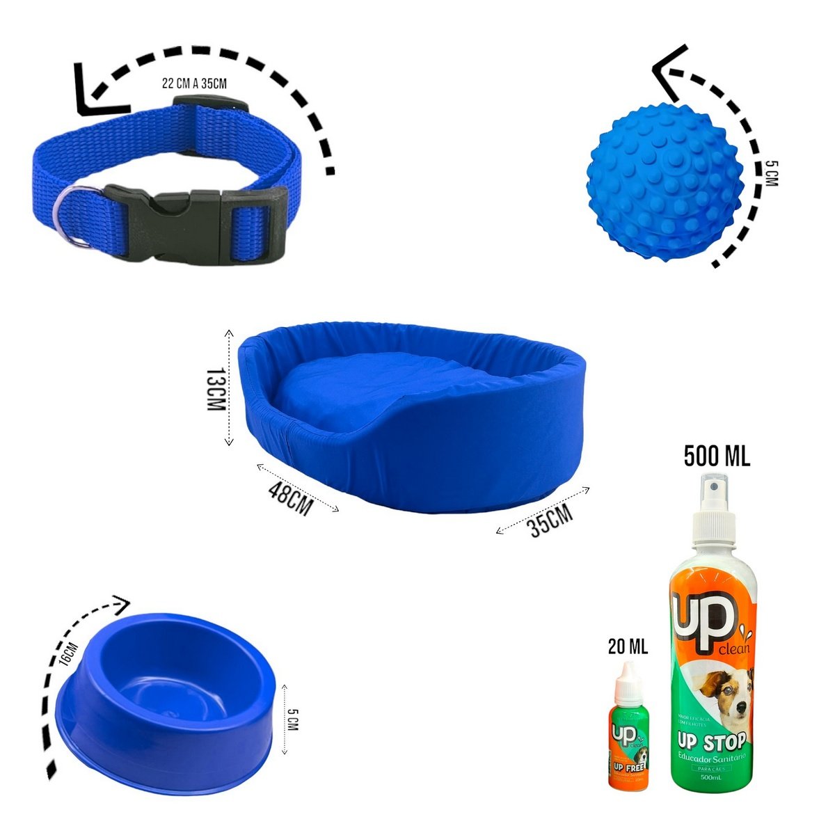 Kit Pet Pequeno Cama Europa Educador Xixi Sim/não Cães 500ml - Azul - 3