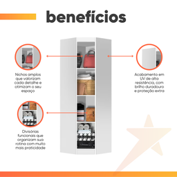 Modulo Ja Georgia Armário de Canto Branco Fosco - 5