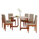 Ver imagem 2 de Conjunto Sala de Jantar Califórnia 6 Lugares Retangular Madeira Maciça Dakota Off White Caramelo/Camurça/Off